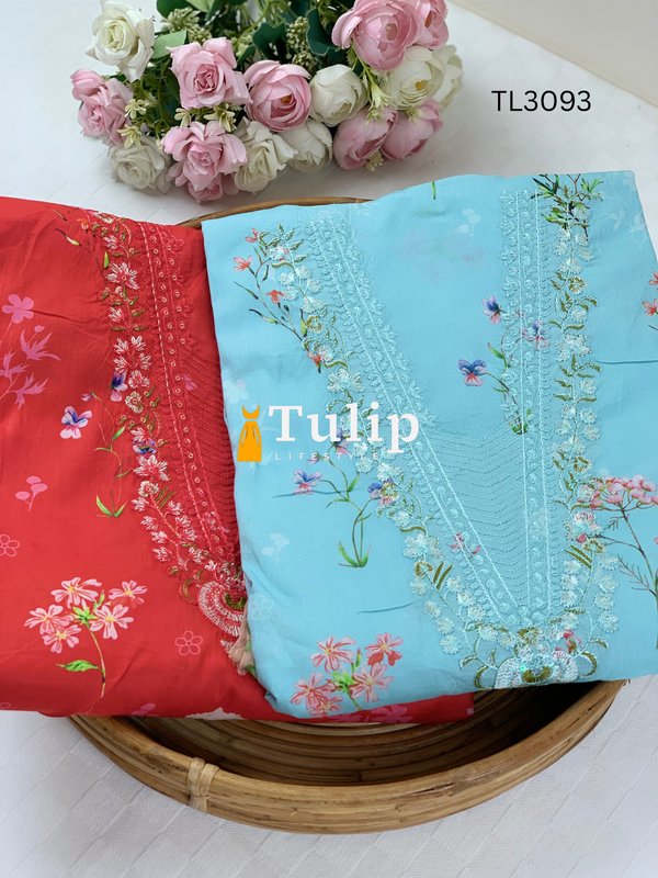 Embroidered Premium Lawn with Chiffon Dupatta - TL3093