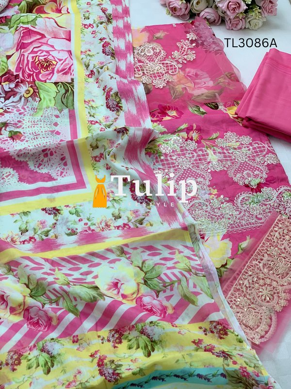 Embroidered Cotton Lawn - TL3086A