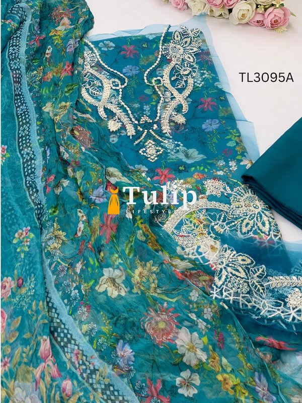 Premium Embroidered Lawn with Chiffon Dupatta - TL3095A