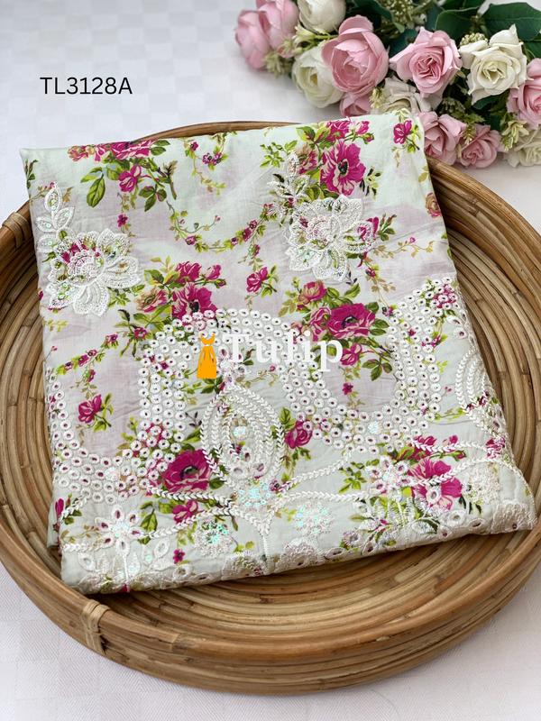 Premium Embroidered Cotton Lawn - TL3128A