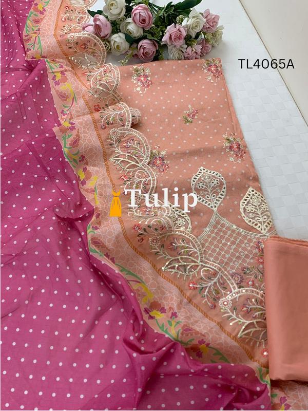Premium Embroidered Cotton Lawn - TL4065A