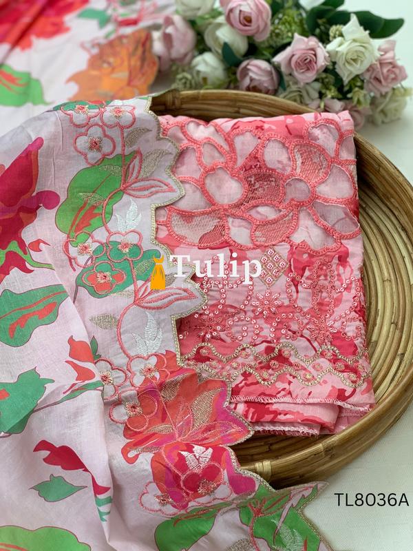 Embroidered Cotton Three Pieces - TL8036A