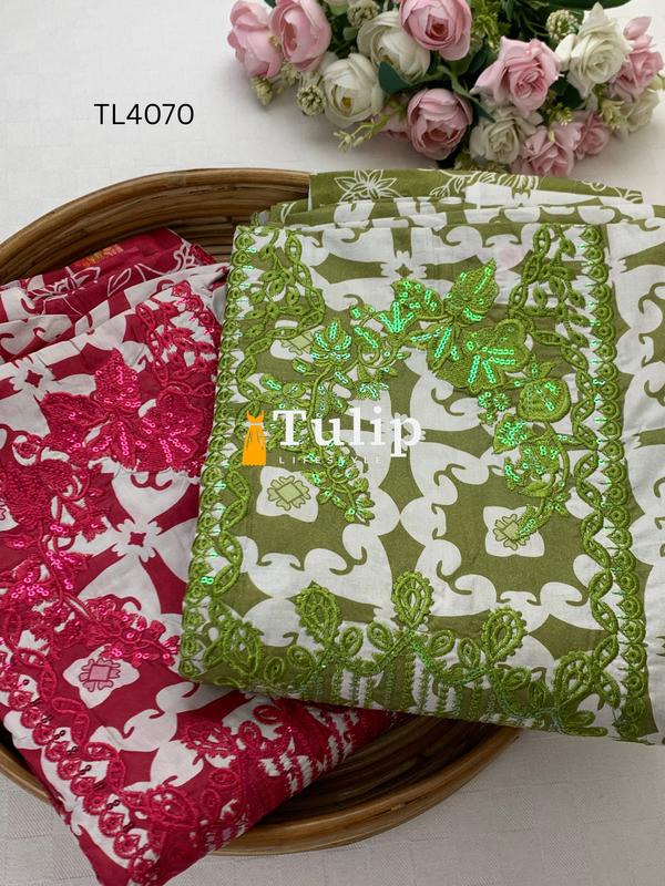 Premium Embroidered Cotton Lawn Dress - TL4070