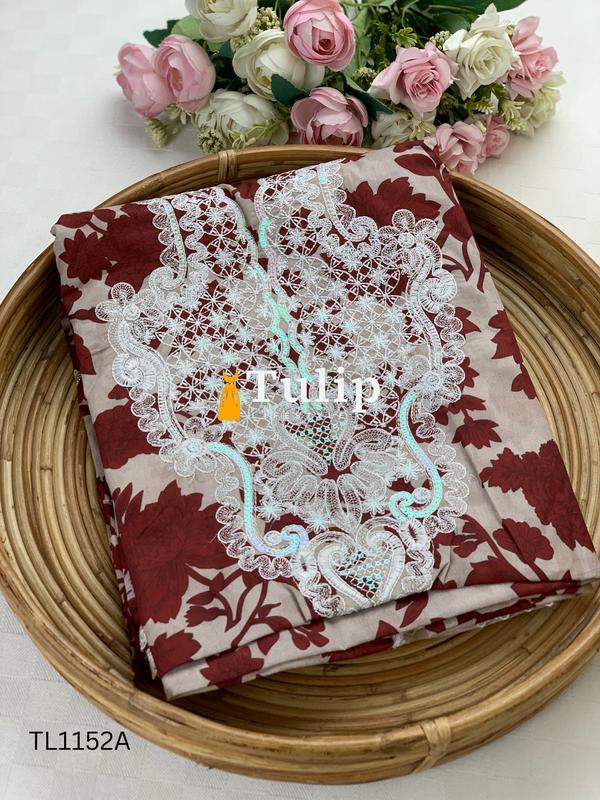 Premium Embroidered Cotton Lawn - TL1152A