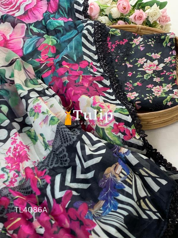 Gorgeous Embroidered Cotton Lawn Dress - TL4086A