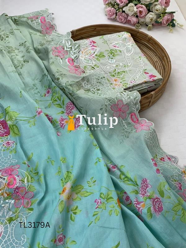 Premium Embroidered Cotton Lawn - TL3179A