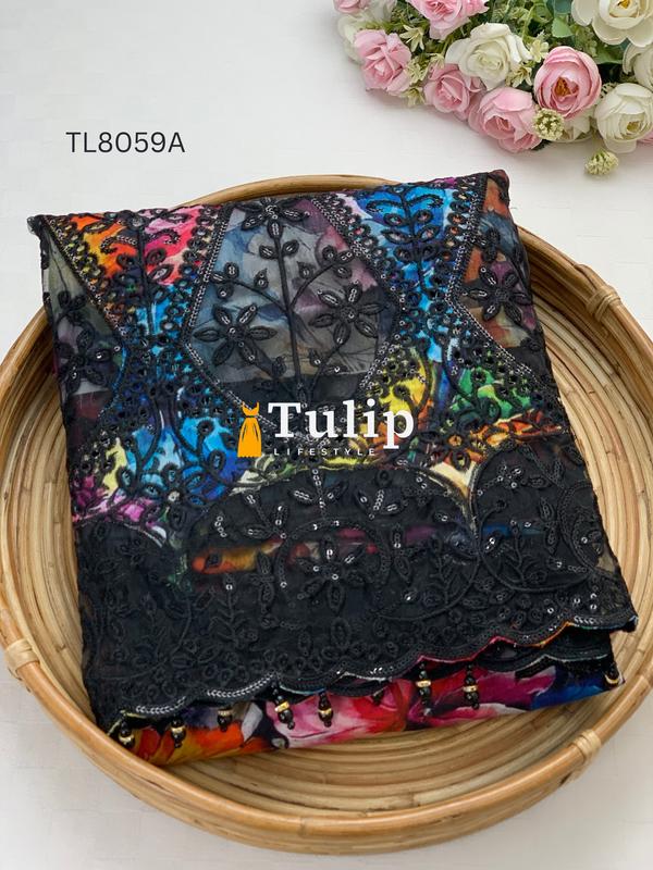 Premium Embroidered Soft Cotton Lawn - TL8059A