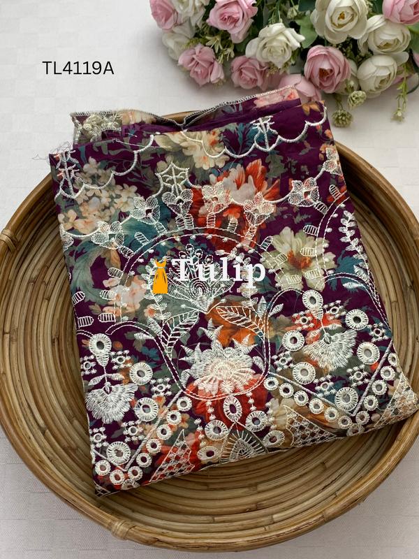 Premium Embroidered Soft Cotton Lawn - TL4119A