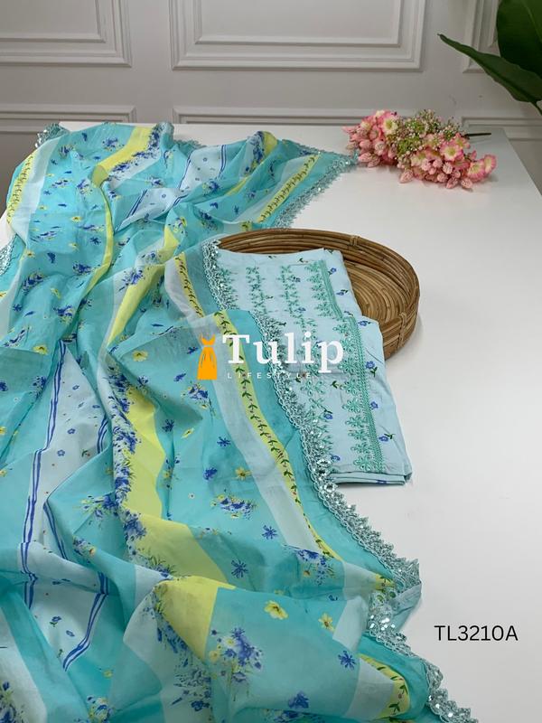 Exclusive Embroidered Cotton Lawn Dress - TL3210A