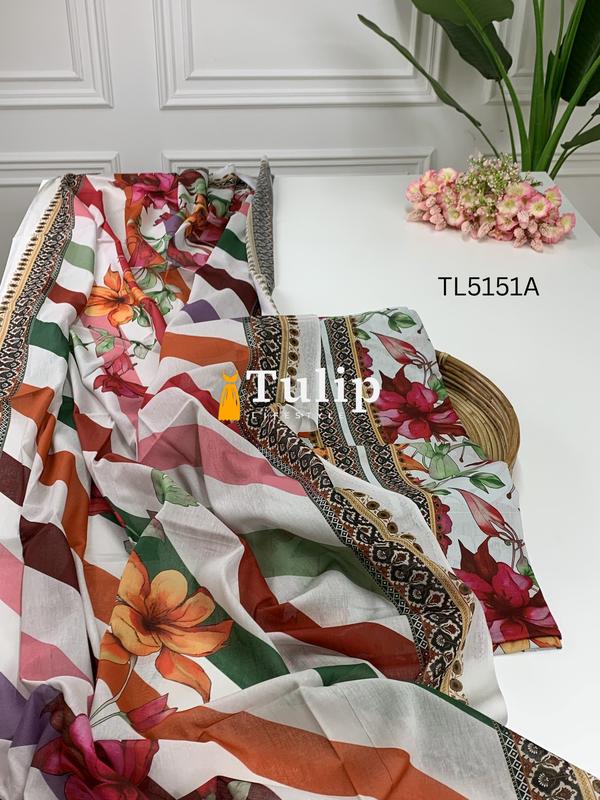 Digital Printed Soft Cotton Lawn Dress - TL5151A