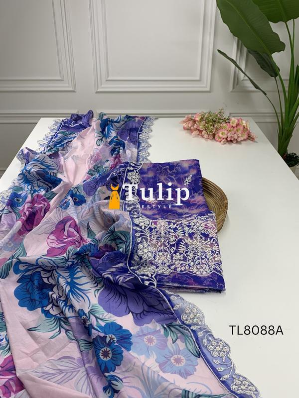 Premium Embroidered Cotton Lawn - TL8088A