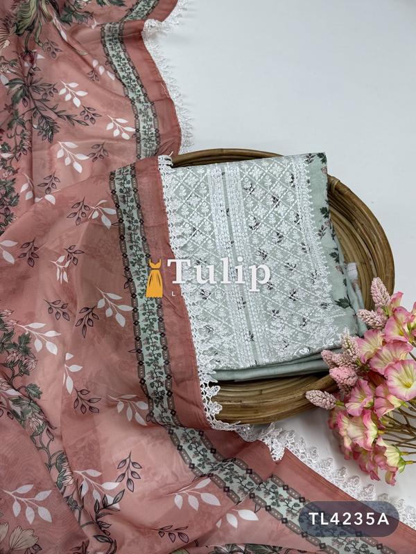 Premium Embroidered Luxury Cotton Lawn Dress - TL4235A