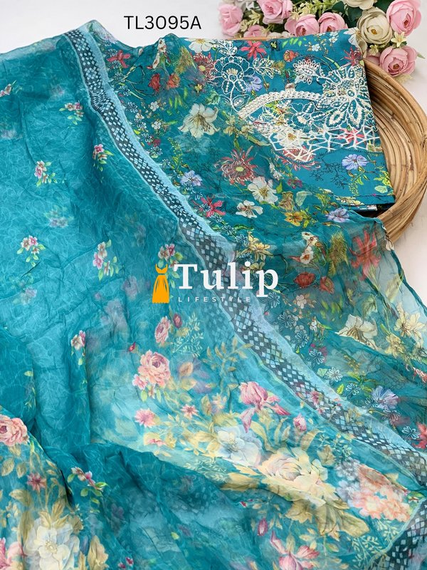 Premium Embroidered Lawn with Chiffon Dupatta - TL3095A gallery image