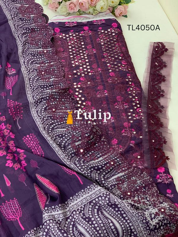 Premium Embroidered Cotton Lawn - TL4050A gallery image