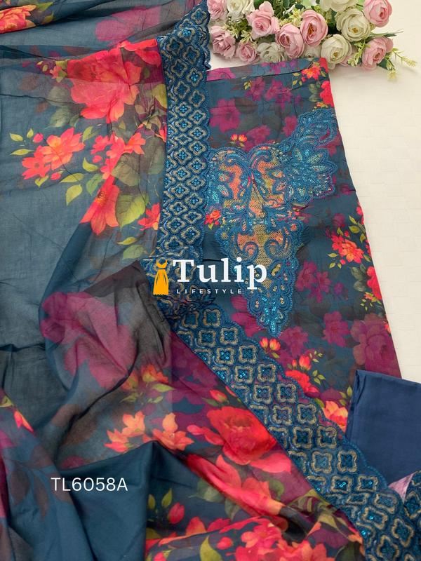 Premium Embroidered Cotton Lawn - TL6058A gallery image