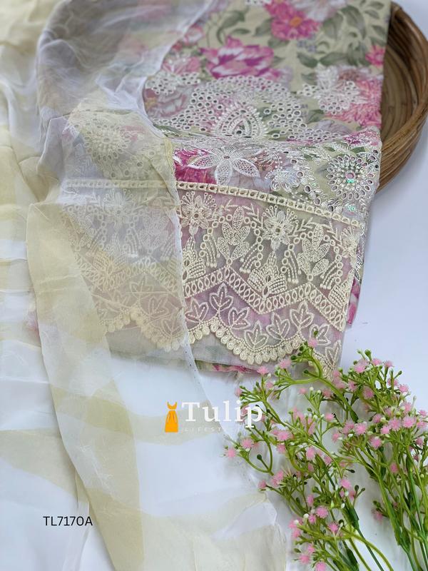 Premium Embroidered Cotton Lawn Dress - TL7170A gallery image