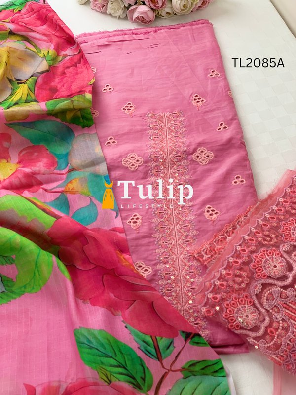 Luxury Swiss Voyel Embroidered Three Pieces - TL2085A gallery image
