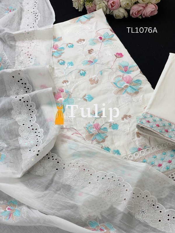 Premium Cotton Embroidered Dress - TL1076 Color image