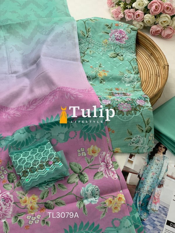 Embroidered Viscose Cotton Dress - TL3079 Color image