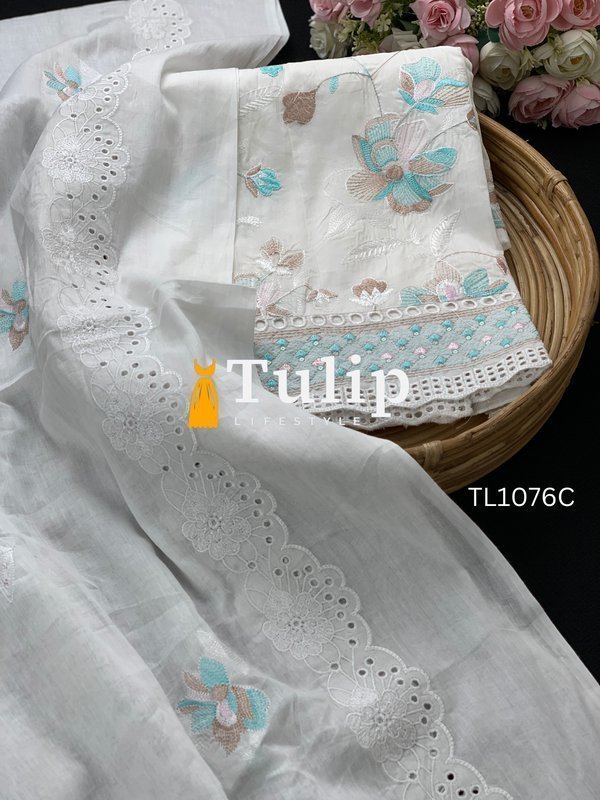 Premium Cotton Embroidered Dress - TL1076 Color image