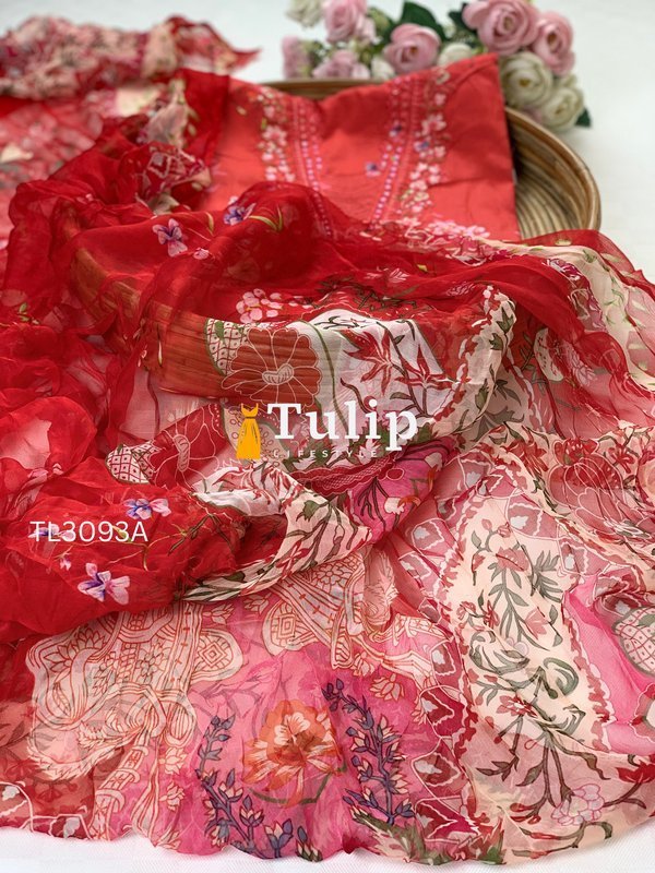 Embroidered Premium Lawn with Chiffon Dupatta - TL3093 Color image