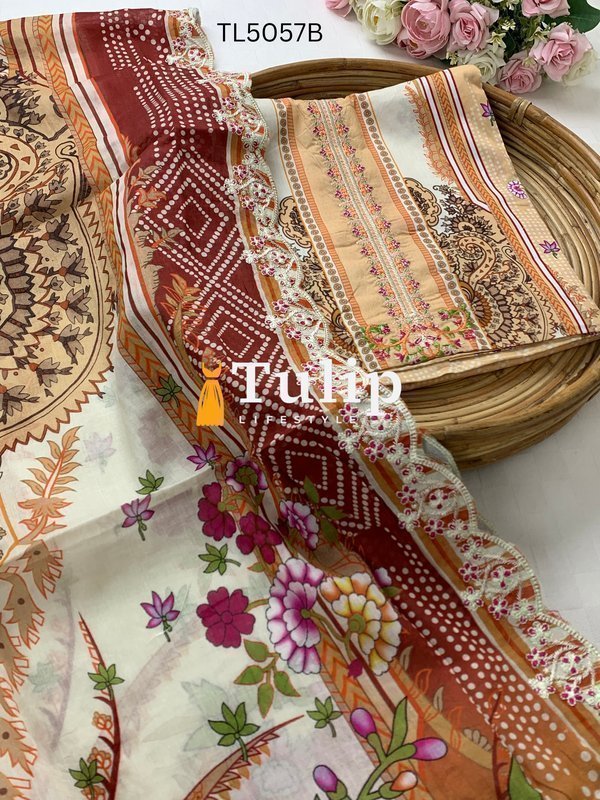 Embroidered Cotton Lawn - TL5057 Color image