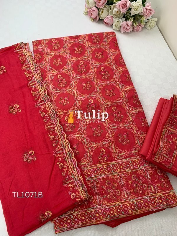 Gorgeous Embroidered Cotton Dress - TL1071 Color image