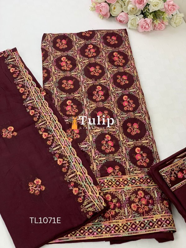 Gorgeous Embroidered Cotton Dress - TL1071 Color image