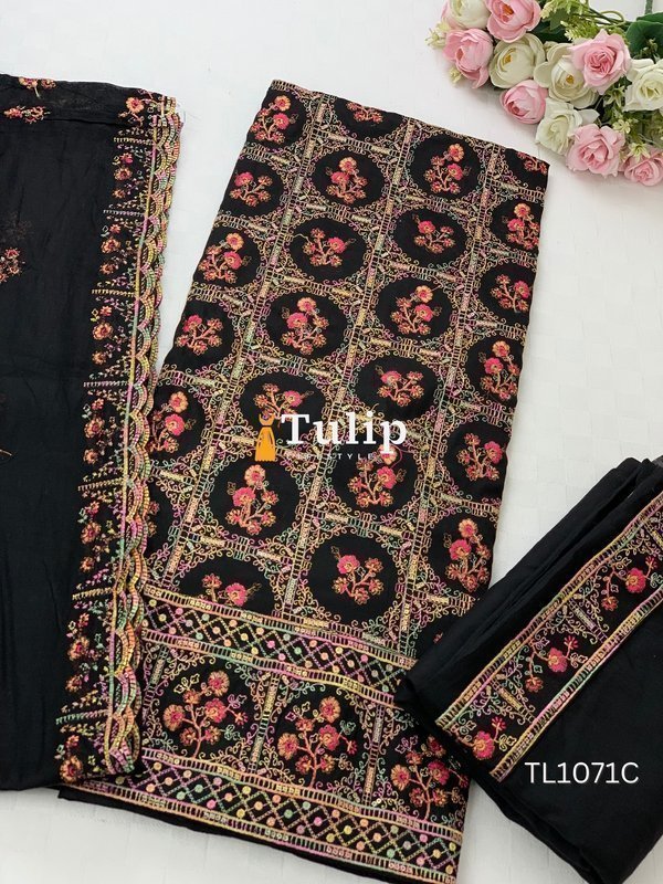 Gorgeous Embroidered Cotton Dress - TL1071 Color image