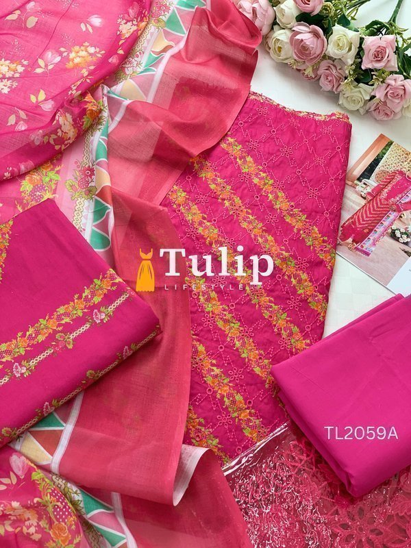 Premium Cotton Embroidery Dress - TL2059 Color image
