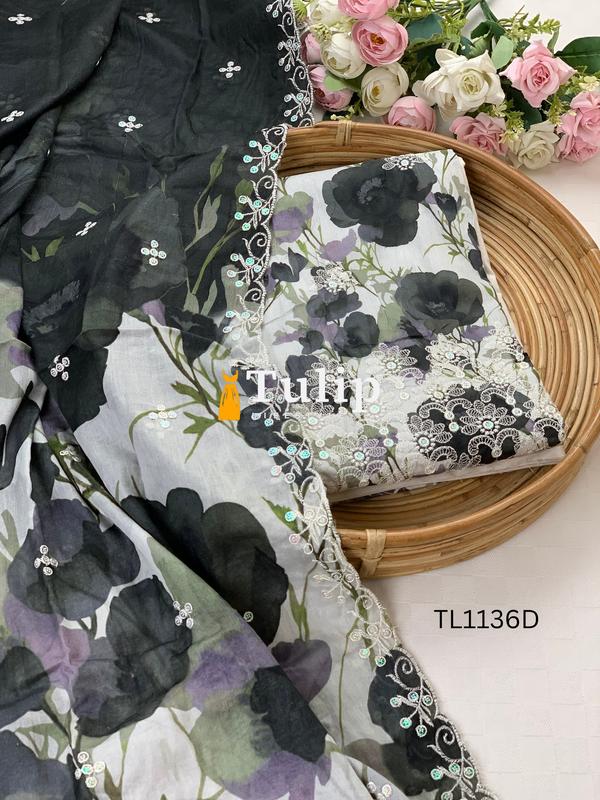 Premium Embroidered Soft Cotton Lawn - TL1136 Color image