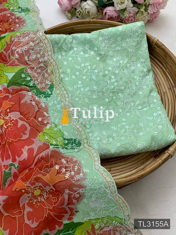 Premium Embroidered Cotton Lawn - TL3155 Color image