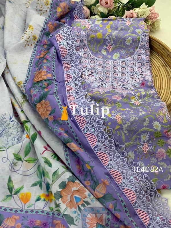 Luxury Cotton Lawn Three pieces - TL4082 Color image