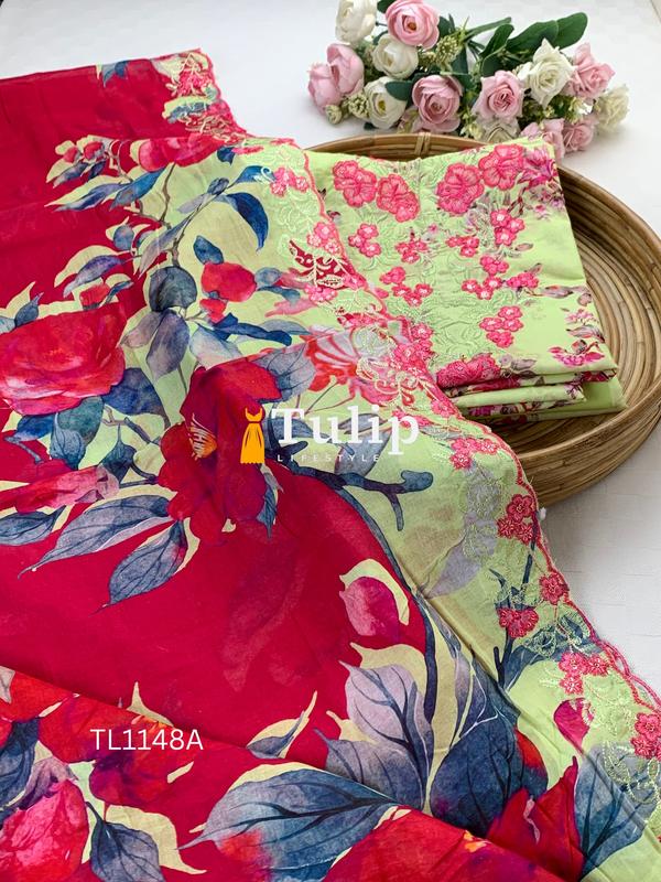 Premium Embroidered Cotton Lawn - TL1148 Color image