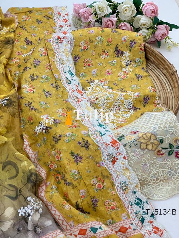 Soft Embroidered  Premium Cotton Lawn - TL5134 Color image
