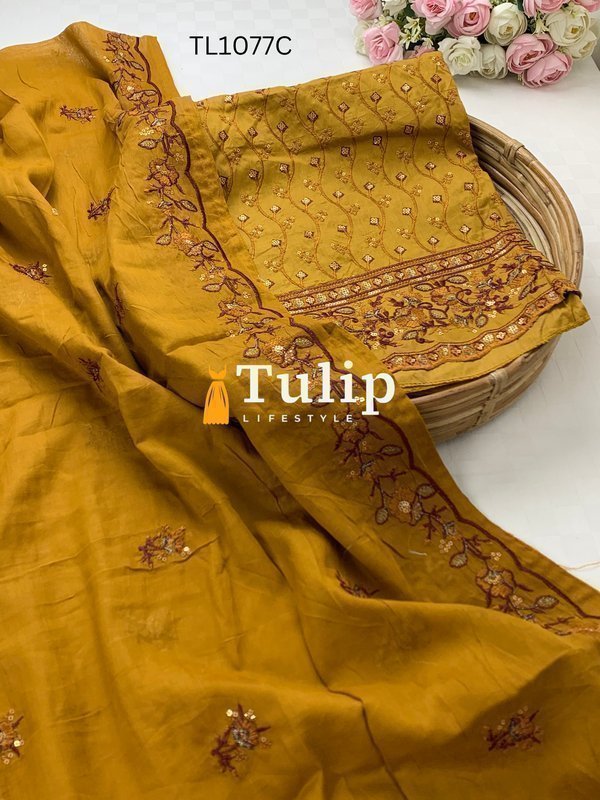 Premium Embroidered Cotton Dress - TL1077 Color image