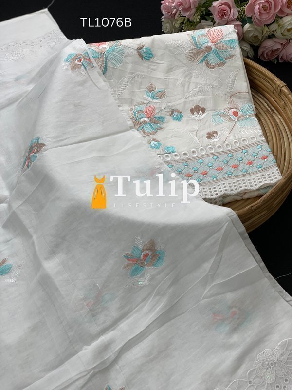 Premium Cotton Embroidered Dress - TL1076 Color image