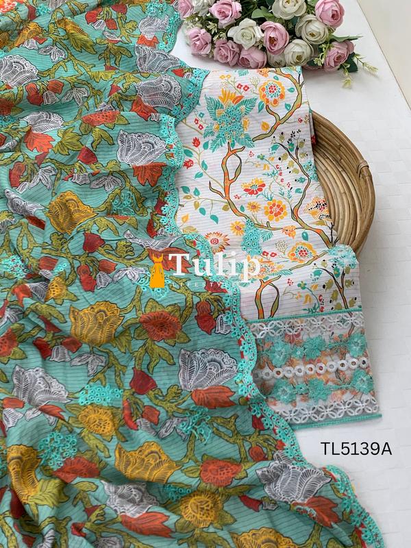 Premium Embroidered Soft Cotton Lawn - TL5139 Color image