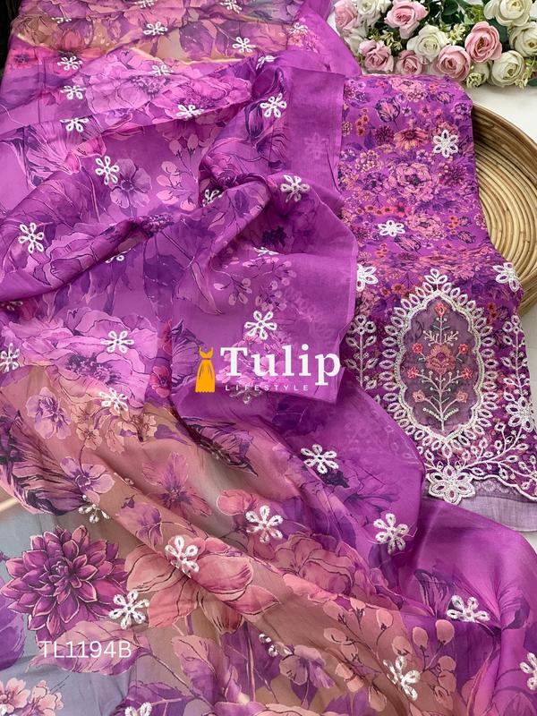 Gorgeous Embroidered Cotton Lawn Dresses - TL1194 Color image