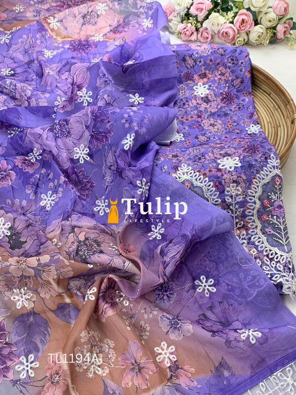 Gorgeous Embroidered Cotton Lawn Dresses - TL1194 Color image