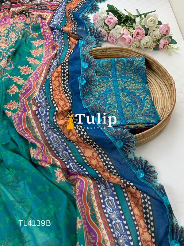 Luxury Cotton Lawn Three pieces - TL4139 Color image