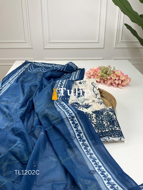 Premium Embroidered Cotton Dresses - TL1202 Color image