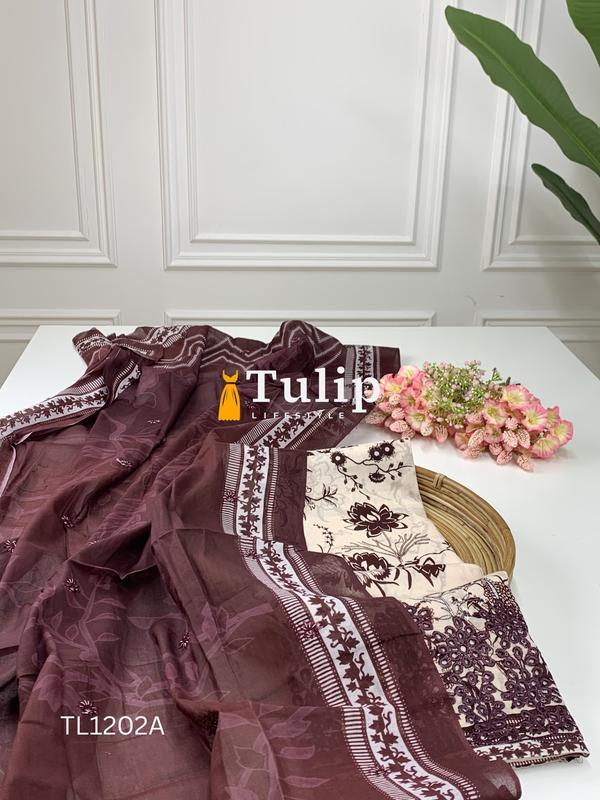 Premium Embroidered Cotton Dresses - TL1202 Color image