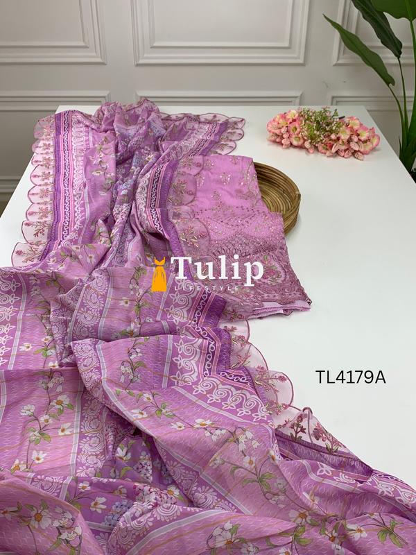 Exclusive Embroidered Cotton Lawn Dresses - TL4179 Color image