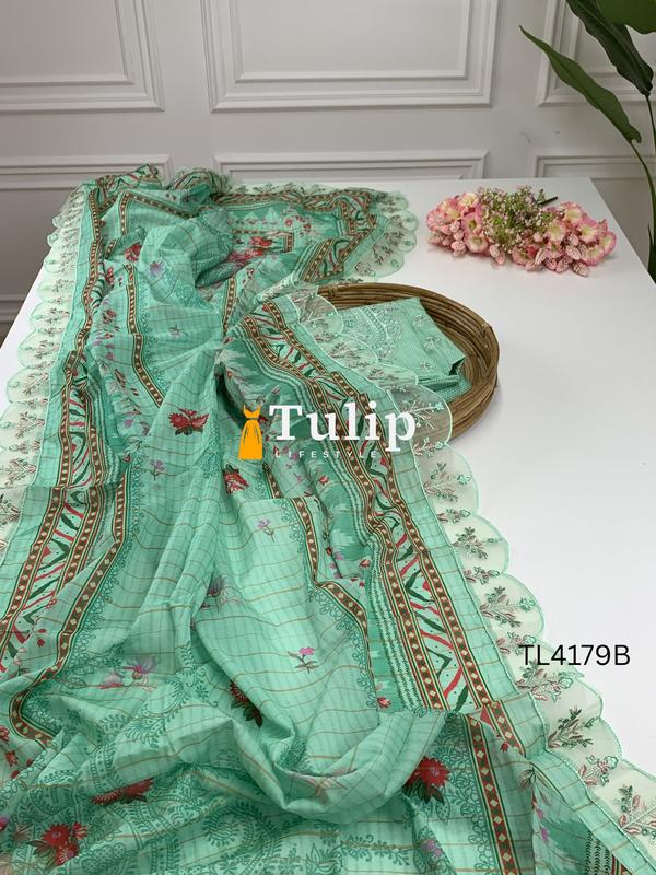 Exclusive Embroidered Cotton Lawn Dresses - TL4179 Color image
