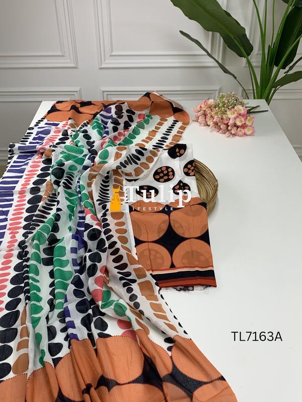 Digital Printed Soft Cotton Lawn Dresses - TL7163 Color image