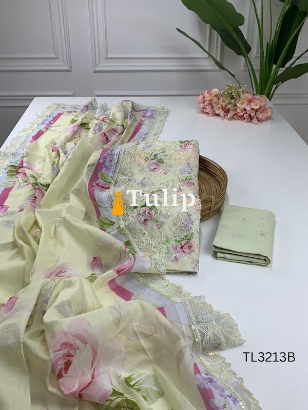 Gorgeous Embroidered Soft Cotton Lawn - TL3213 Color image