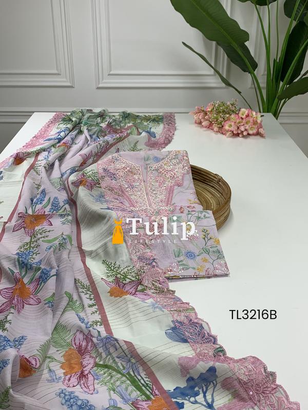 Exclusive Embroidered Cotton Dresses - TL3216 Coloe image