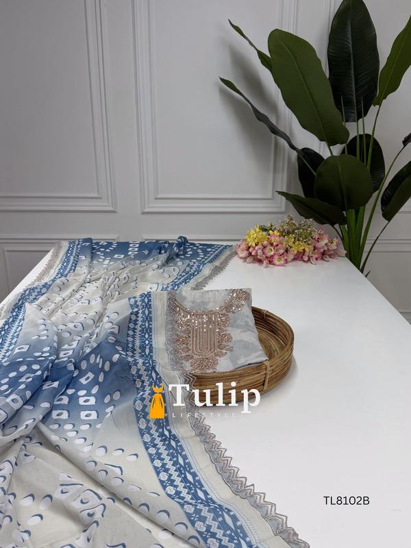 Soft Embroidered Cotton Lawn Dresses - TL8102 Color image
