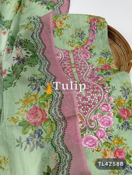 Digital Printed Premium Cotton Lawn Dresses - TL4258 Color image